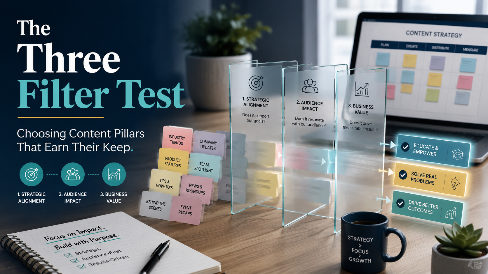 The Three Filter Test: Choosing Content Pillars That Earn Their Keep